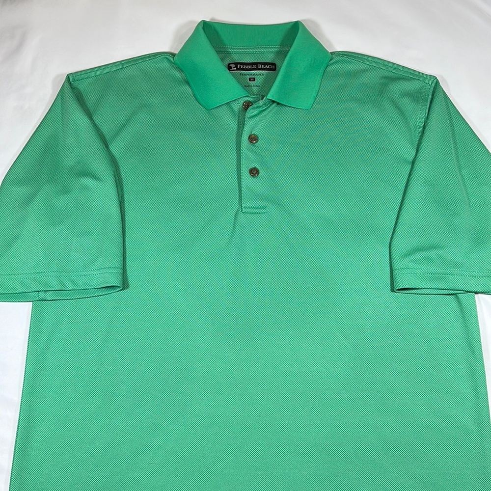 Pebble Beach Performance Mens Green Golf Shirt Size M